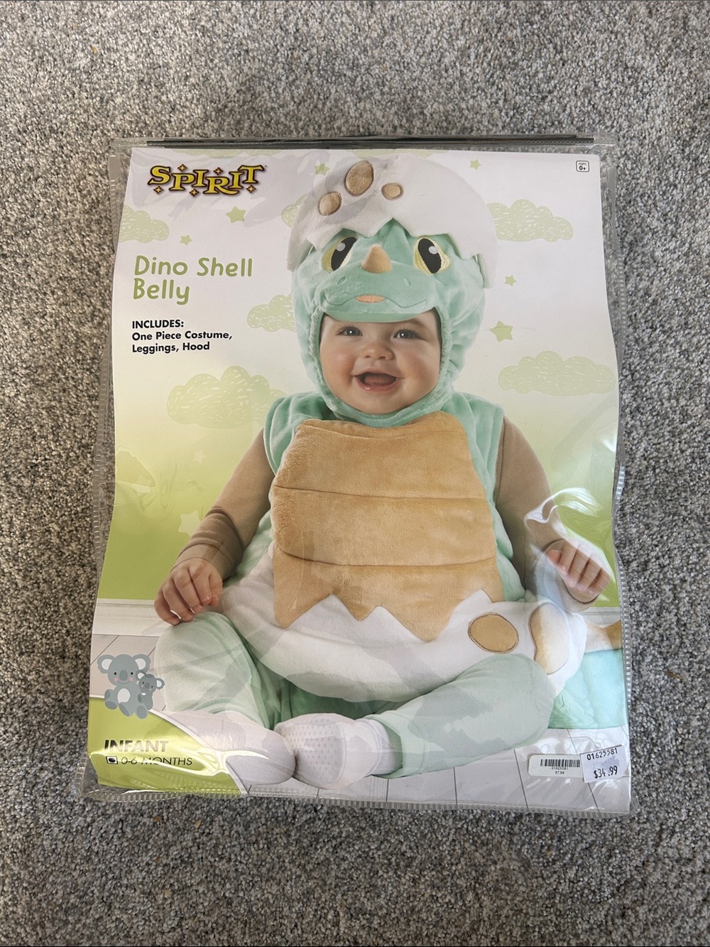 Spirit Infant Dino Shell Belly Costume - Mint Green & Tan